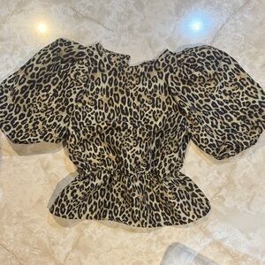 H&M Animal Print Puff Sleeve Blouse